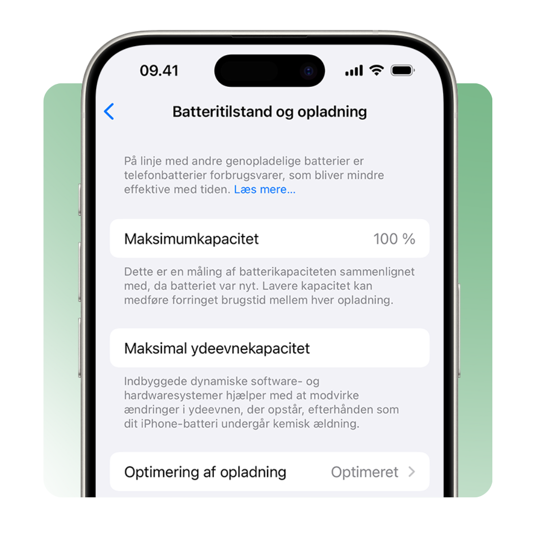 Batteritilstand og opladning