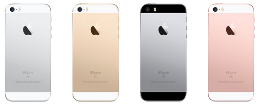 iPhone SE 1. generation (2016) – Apples officielle modelbillede i flere farver